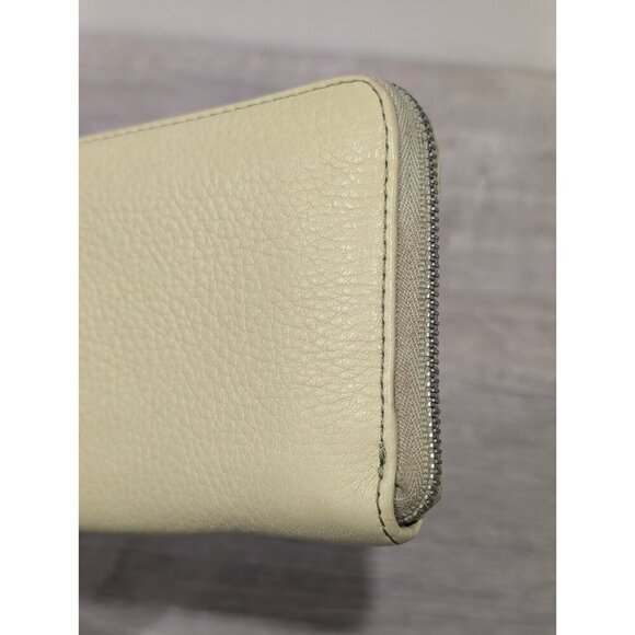 Fossil Light Yellow Green Leather Womens Zip Around Wallet Clutch Wristlet Retro - Picture 15 of 16
